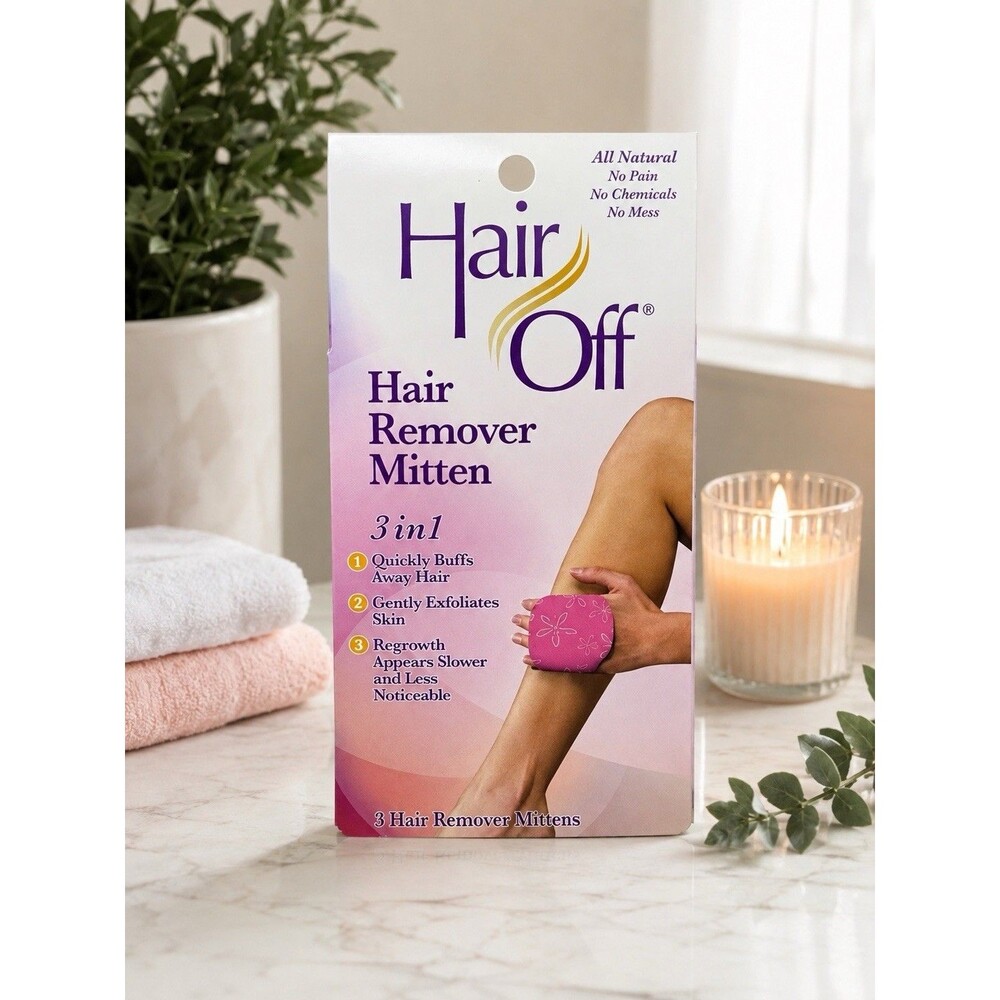 Hair Off Hair Remover Mitten All-natural Painless Chemical Free Exfoliates